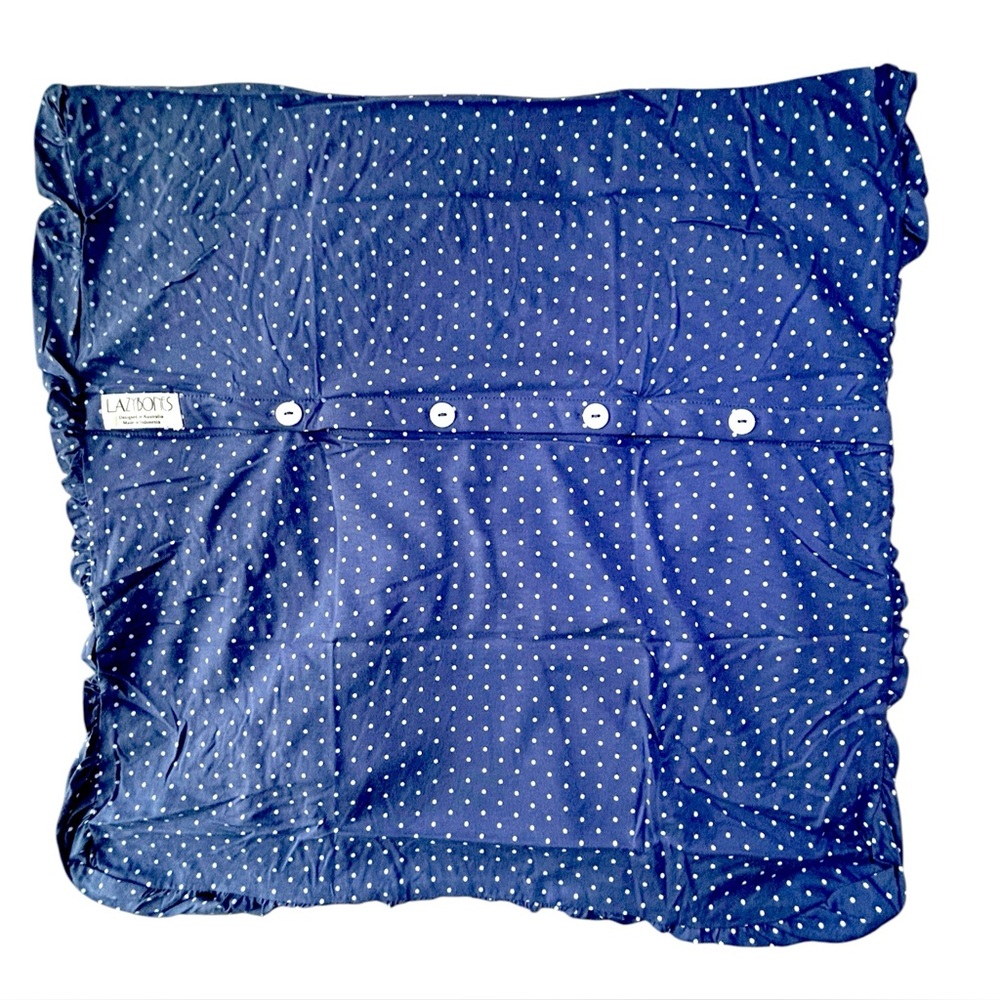 Anthropologie One Rosette Euro Sham Navy Blue Polka Dot 26" x 26" Lazybones NIP - Picture 4 of 12
